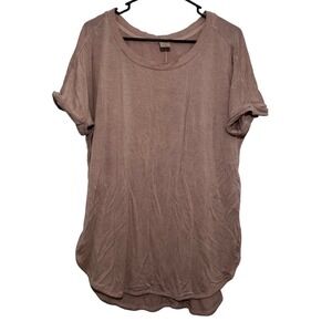 Matty M Womens Mauve Pink Cuffed Short Sleeve Scoop Neck Top Large  Comfy Shirt